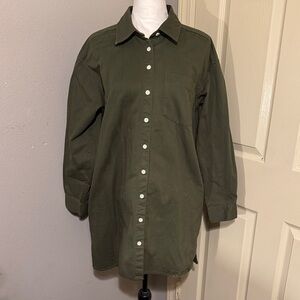 Madewell Olive Green Mini Shirt Dress Size M